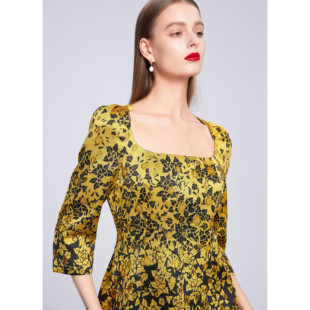 Lillo Lilly奢品高定意大利TGM真丝提花宫廷名媛风高端奢华连衣裙