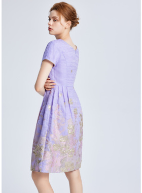 Lillo Lilly奢品高定法式意大利Ruffo Coli宫廷风真丝提花连衣裙