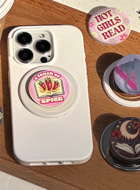 Bookish手机支架辣妹阅读粉红色气囊帽书本好朋友粘贴磁吸泡泡pps