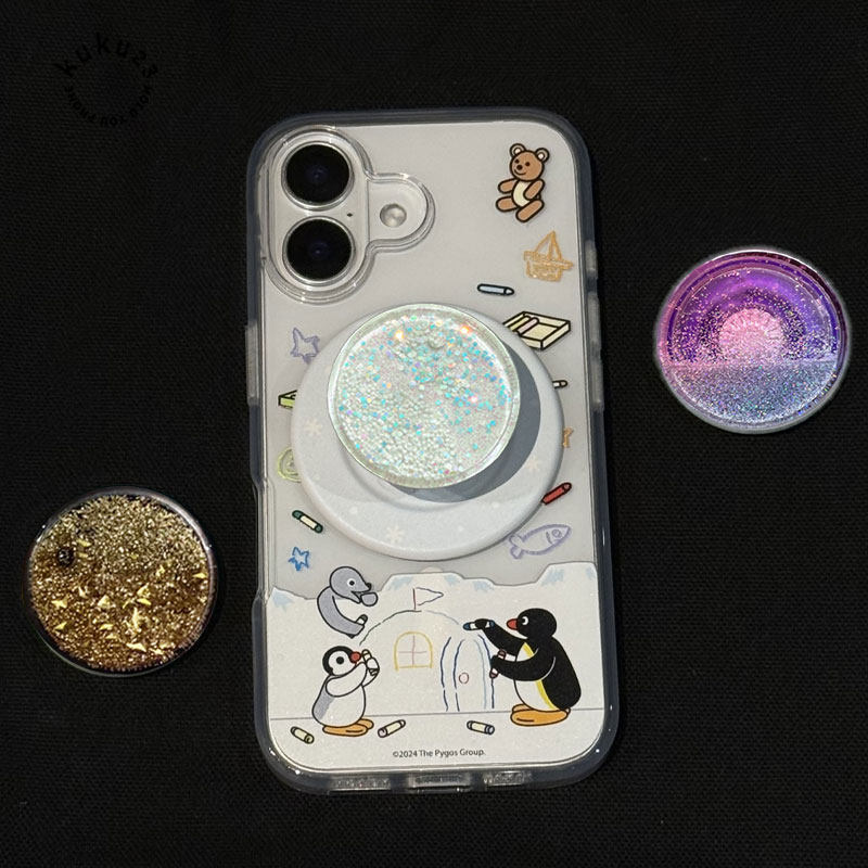 自然景观焰火雪花片片手机支架花季气囊伸缩黄金流沙可替换磁吸帽