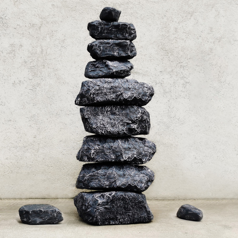 石头造景叠石塔玛尼堆艺术创意园林景观庭院落地室内装饰