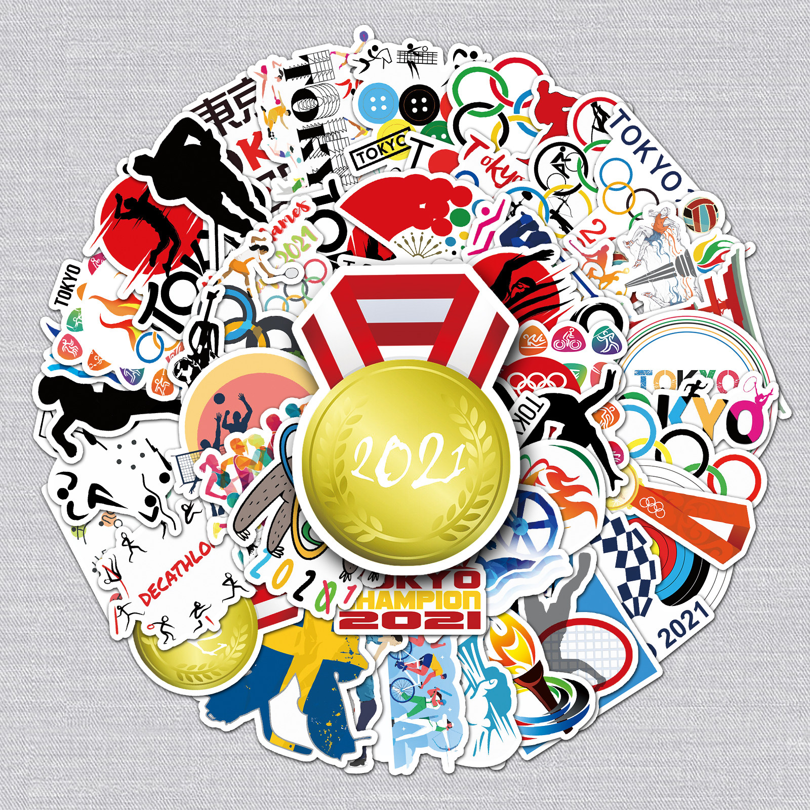 50张奥运会运动会贴纸比赛项目图标创意装饰手机滑板吉他平板贴纸