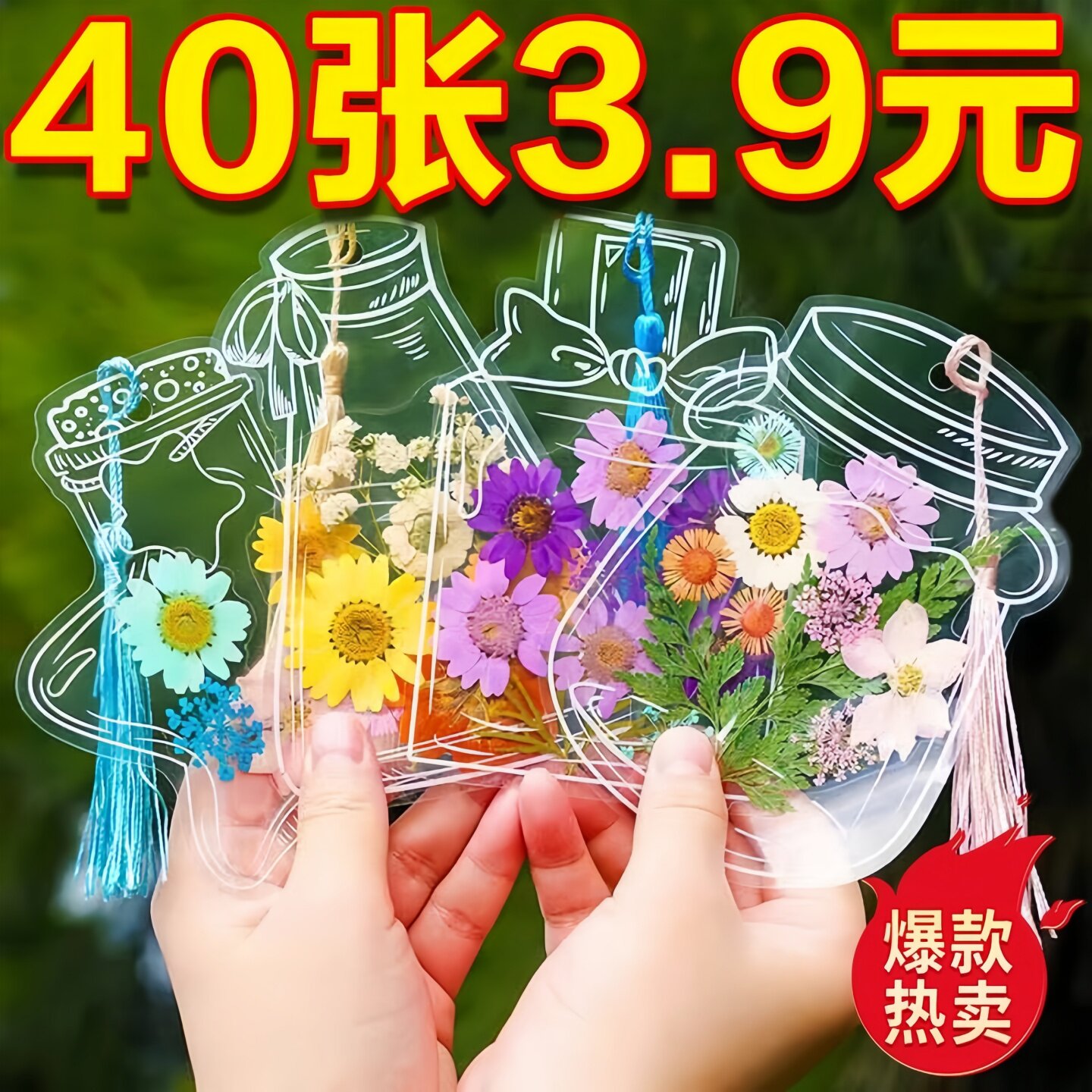 小学生DIY透明标本干花书签