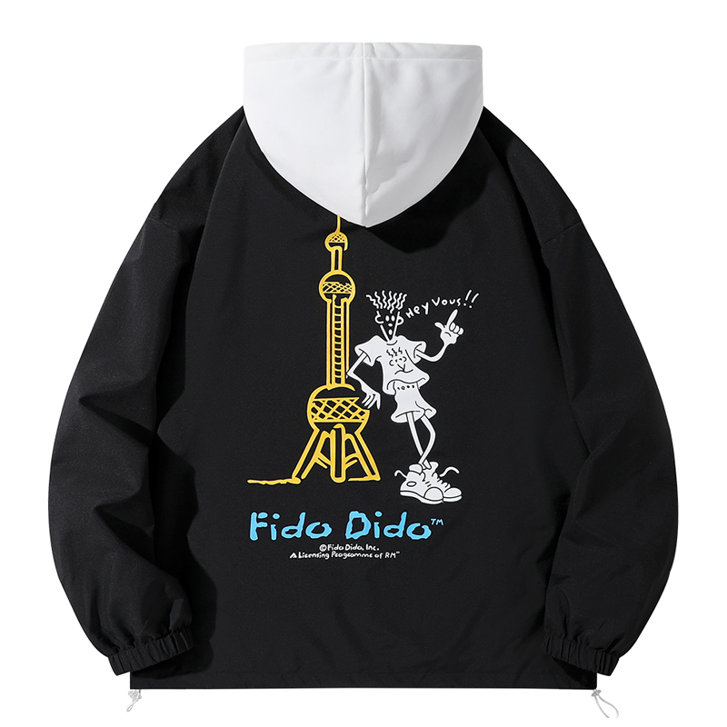 fidodido假两件连帽外套