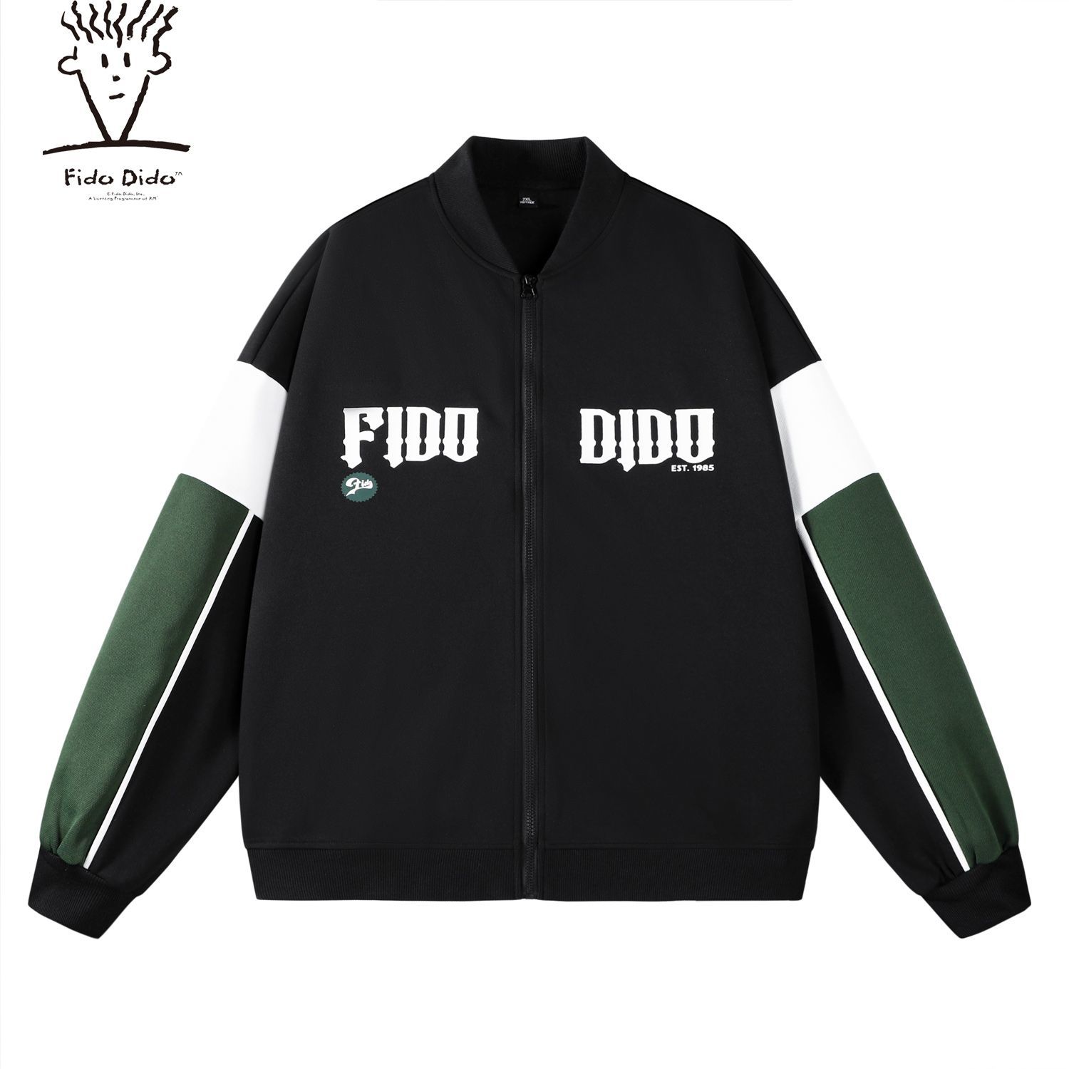 FIDODIDO学院风复古拼接夹克