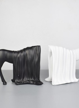 简约现代客厅样板房酒店大厅售楼处E马到功成动物盖头马软装摆件