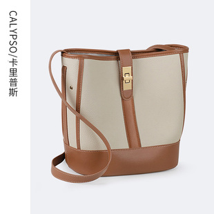 包包女秋冬头层牛皮水桶包2021新款 单肩斜挎包潮高级感大容量 时尚