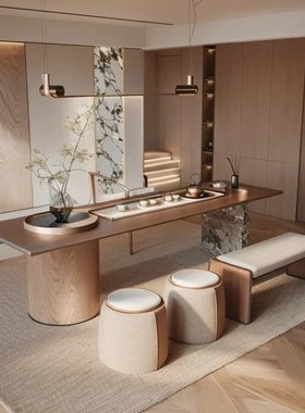 茶空间家具实木泡茶桌简约现代桌椅组合家用茶桌办公新中式禅意风