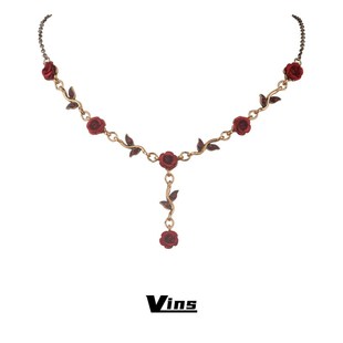 Vins 锁骨链古风轻奢高.级感短颈链 复古金色玫瑰项链女古着新中式