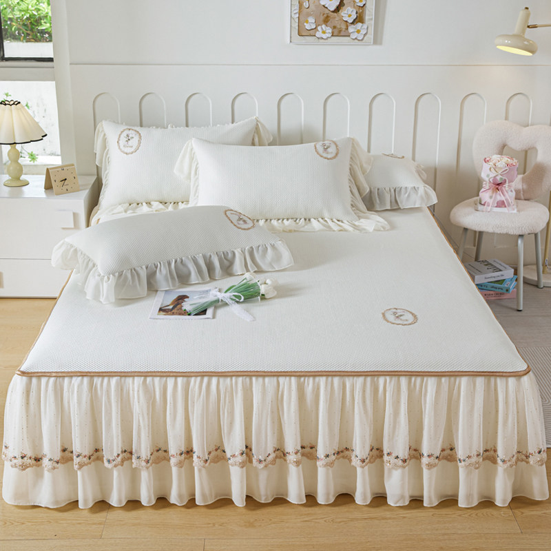 夏天高端凉感冰丝凉席三件套床裙款床笠少女公主风可机洗空调软席,床上用品,冰丝席,淘宝优惠券,粉丝福利购,淘宝优惠卷