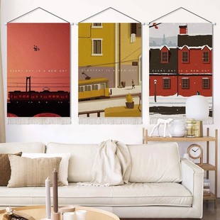餐厅客厅沙发背景墙面装饰高级感遮挡挂布现代极简风挂画布艺挂毯