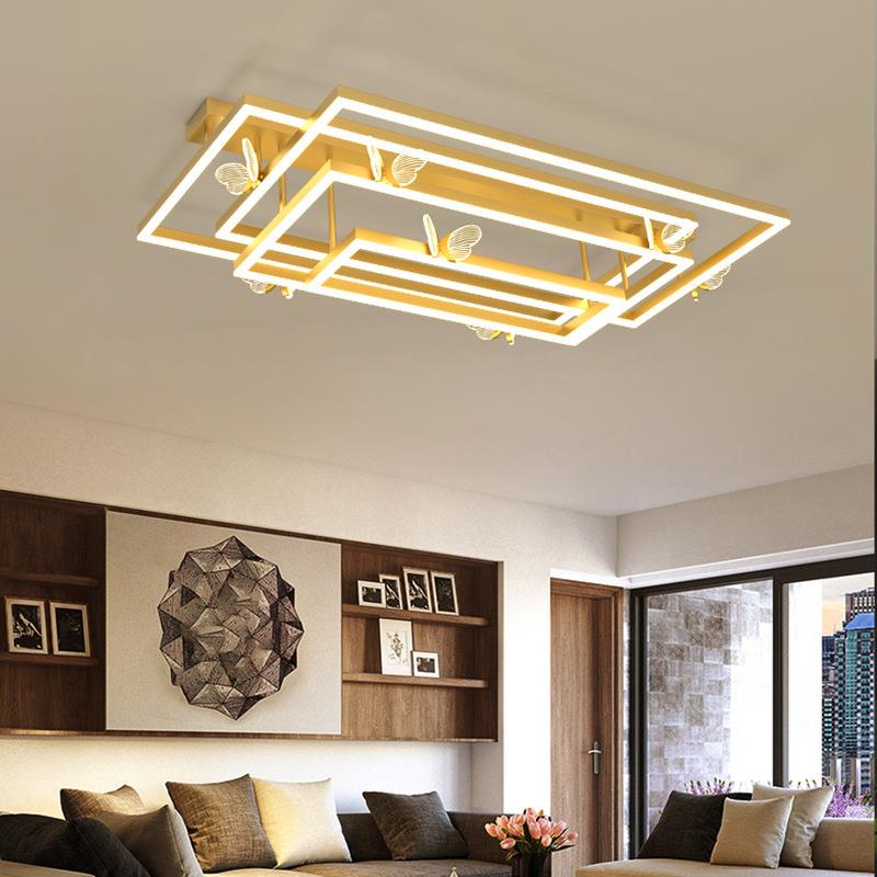 蝴蝶客厅灯吸顶灯轻奢长方形创意led大厅灯现代简约大气卧室灯具