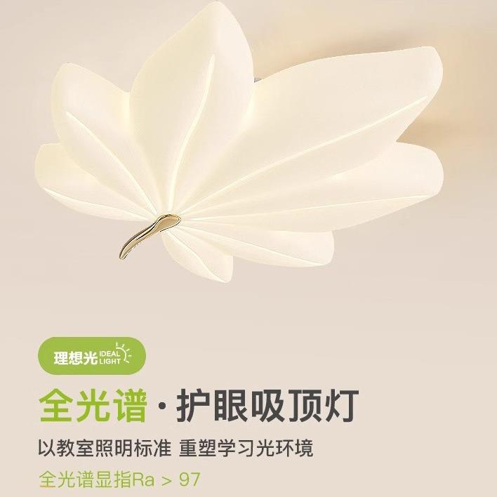 卧室灯吸顶灯现代简约奶油风客厅主灯网红温馨浪漫叶子家用房间灯