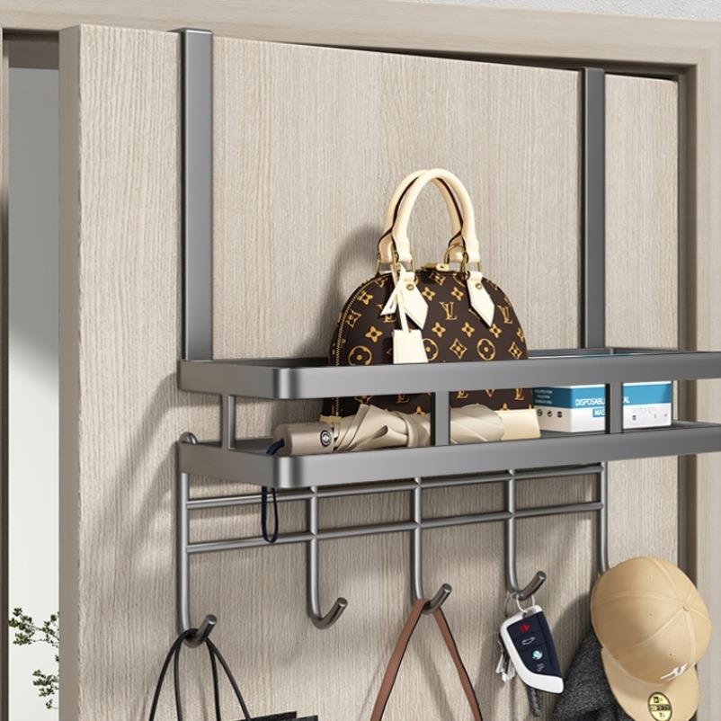 门后挂衣架现代双层免打孔卧室门后挂钩宿舍收纳置物架门挂钩挂架