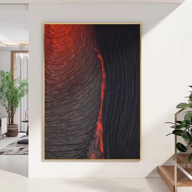 纯手绘油画高档红色立体肌理画极简装饰画红色系酒店样板房挂墙画