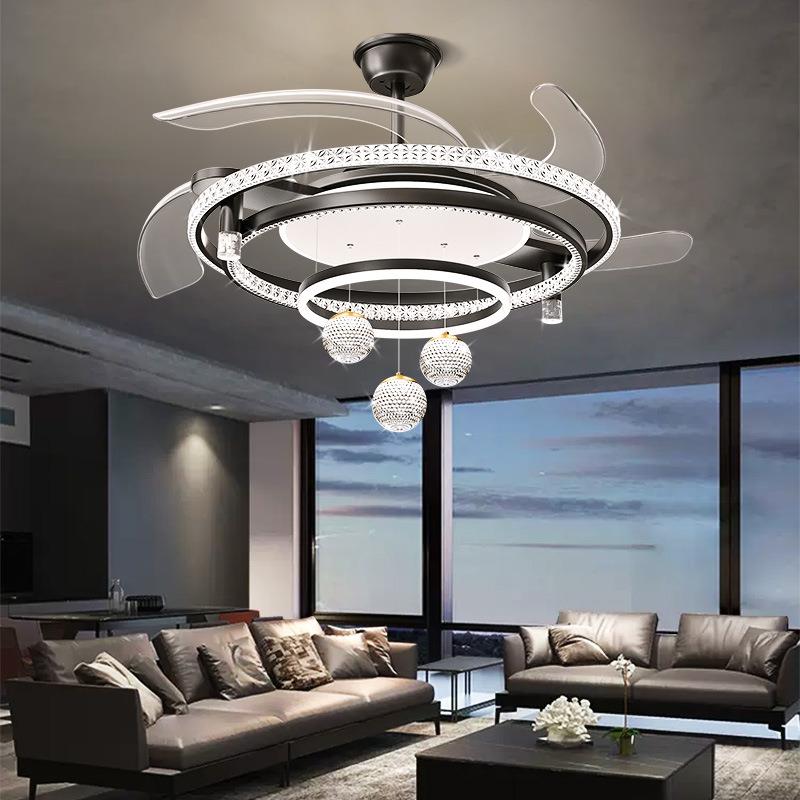 客厅主灯水晶大灯餐厅风扇吊灯2024新款轻奢简约现代大气中山灯具