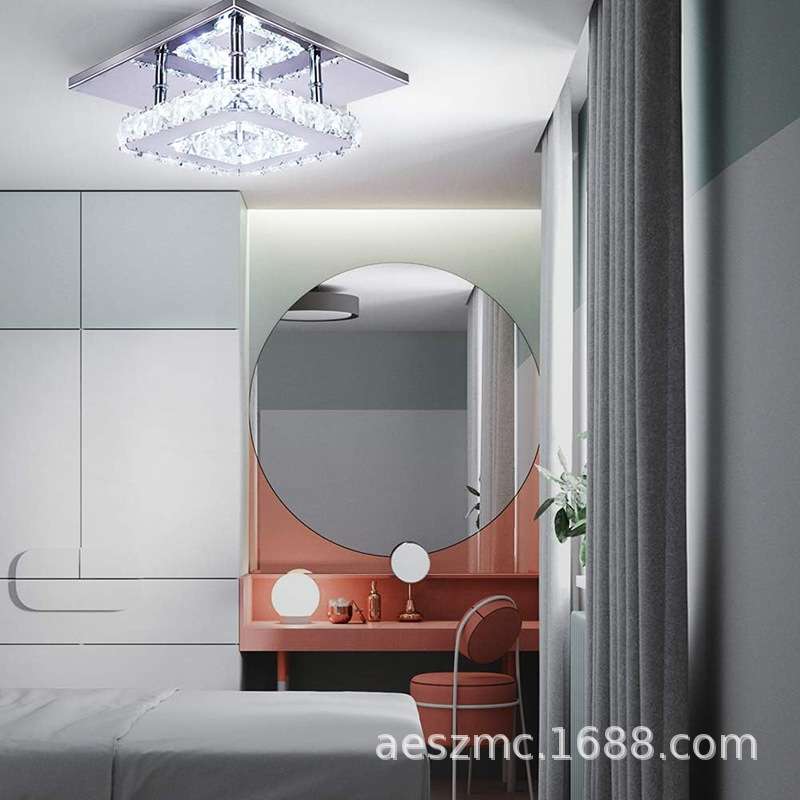 现代简约LED方形过道灯水晶灯吸顶灯客厅卧室灯具灯饰