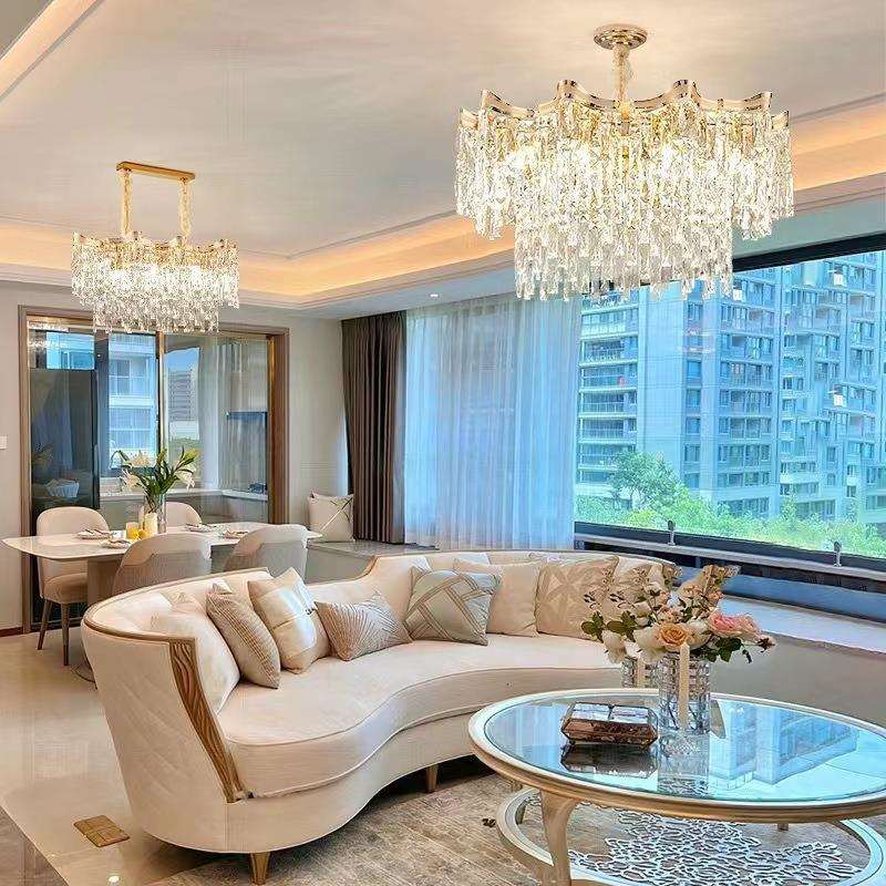 法式轻奢吊灯客厅水晶灯现代简约大气主卧室别墅复式楼大厅水晶灯