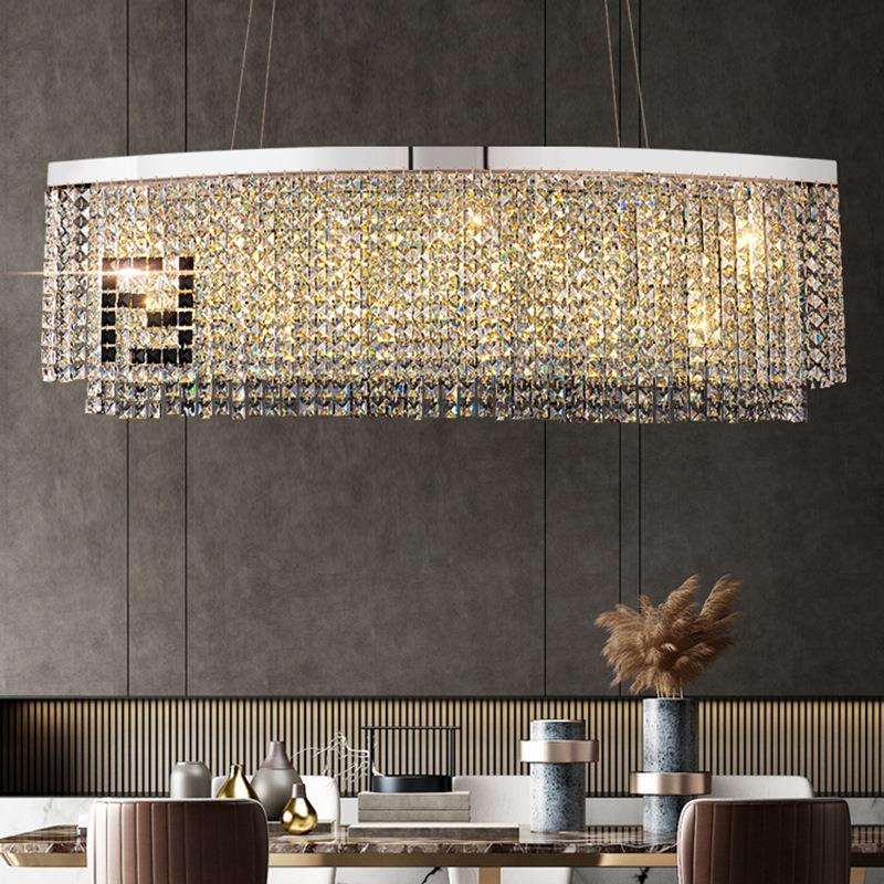 跨境意式轻奢餐厅水晶吊灯高端别墅客厅吊灯长方形餐桌吧台灯