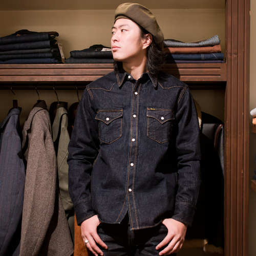 denimio日本STUDIO DARTISAN小猪D5571西部14oz右斜纹牛仔衬衫
