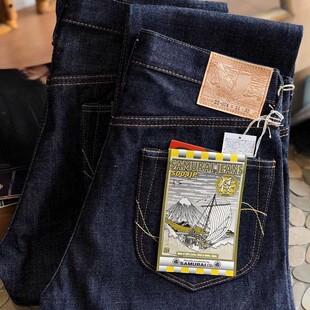 日本Samurai武士S004JP倭15OZ修身锥形银耳日系休闲牛仔长裤