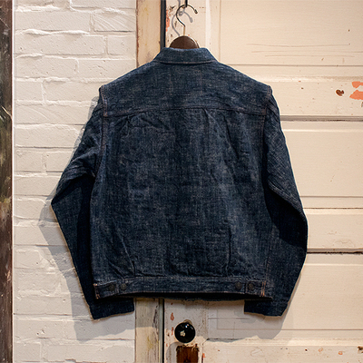 日本Studio D’Artisan小猪15盎司D4603双蓝竹节纱二代牛仔夹克