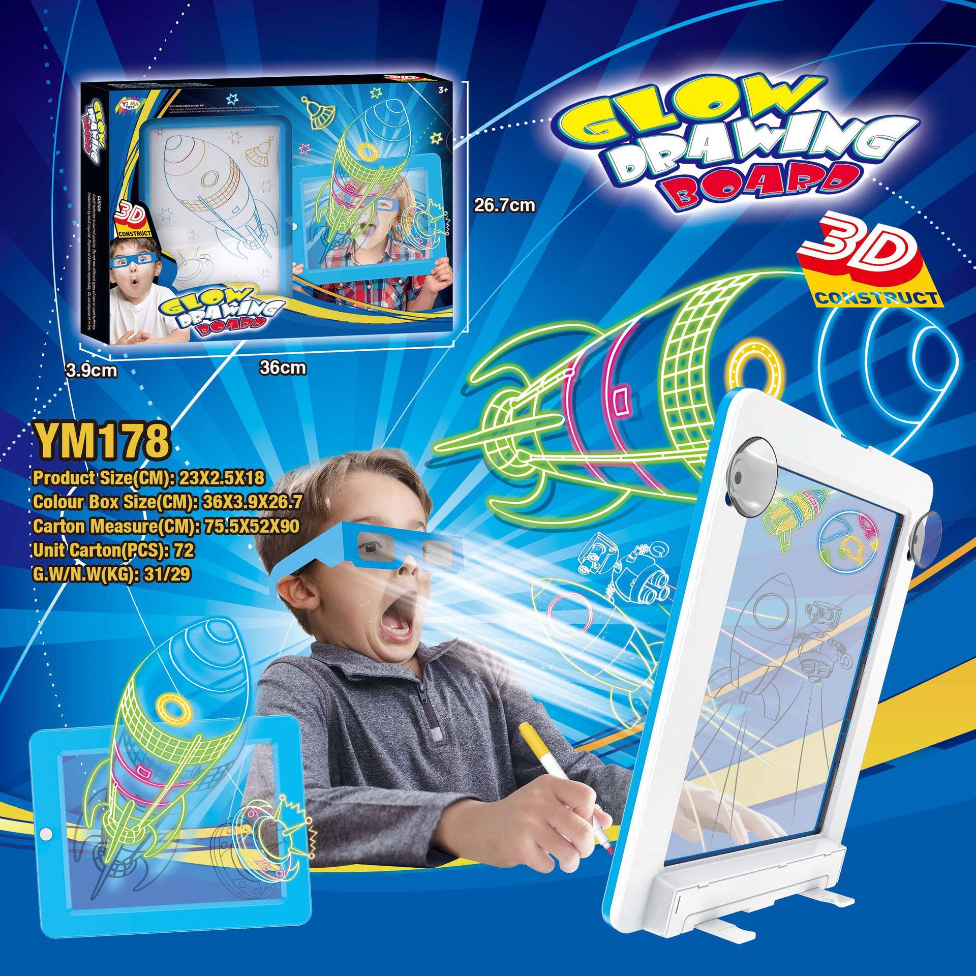 3d magic drawing pad 3D画板儿童LED立体画板儿童画画玩具 益智