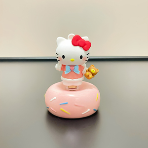 正版HelloKitty三丽鸥转转手办创意凯蒂猫车载摆件可爱桌面装饰品