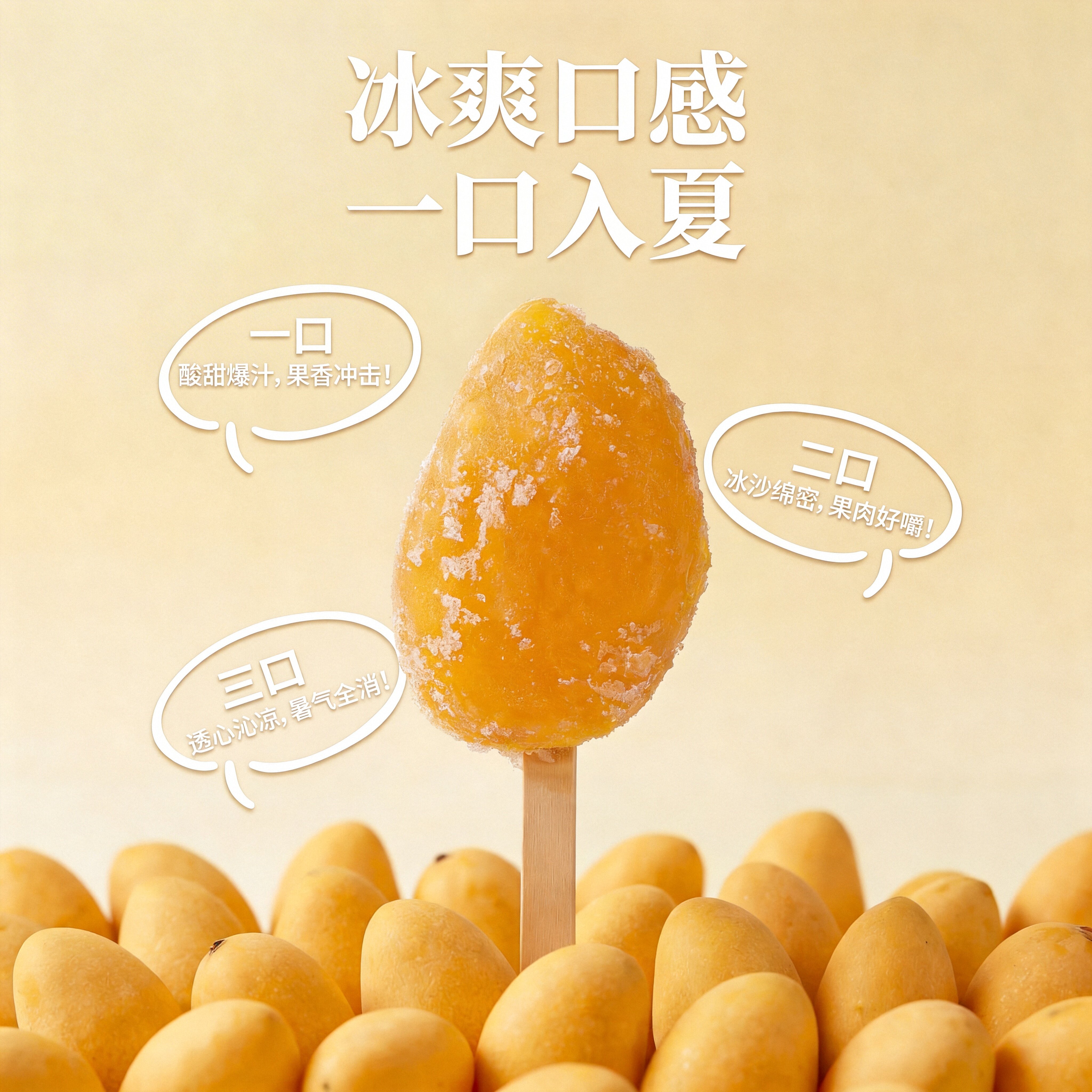 【5/10/20支台农芒果】即食台农芒果冰淇淋冷冻带核整果50-70g/支