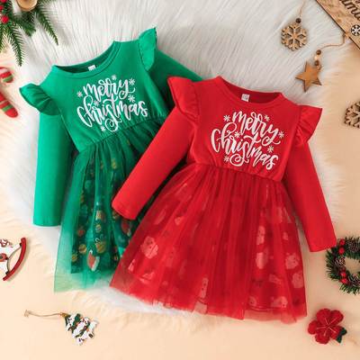 Infant and toddler dress Christmas mesh dress圣诞连衣裙子