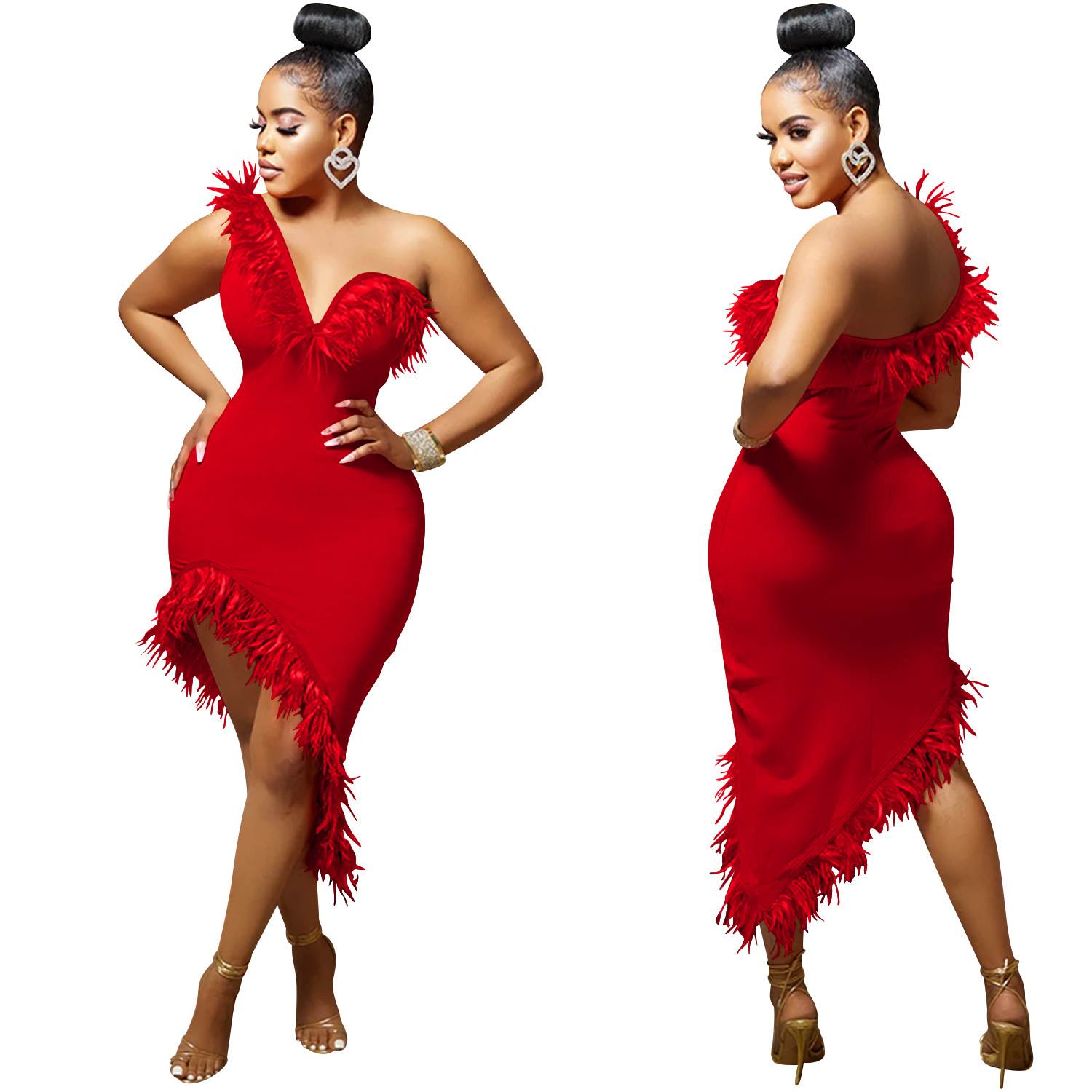 evening party slip dress women ladies sexy Dinner dress red