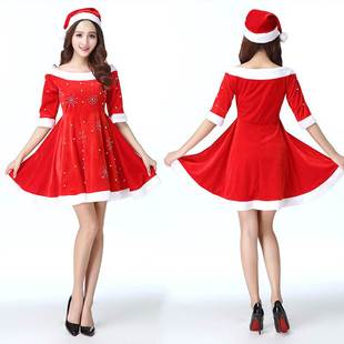 Winter Christmas Dress Red Women's Thickened Skirt圣诞节服饰