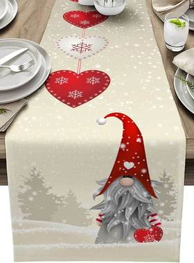 Christmas Snowflakes Gnome Linen Table Runners Dresser Scarv
