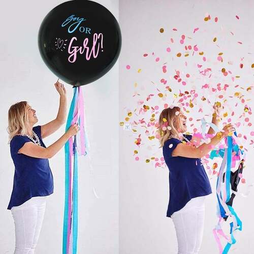 1Set 36inch Black Boy Or Girl Gender Reveal Party Latex