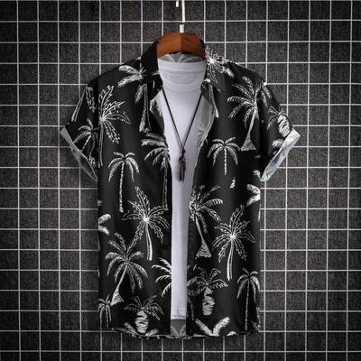 Summer Holiday Shirts T Shirt For Men Black Hawaiian pink