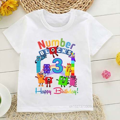 Summer 1-10 Birthday Boys T Shirt For Girls Tops Numberblock