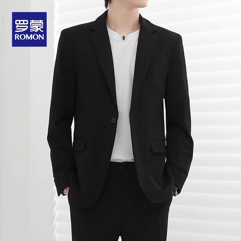 罗蒙西装套装男士春夏季新款韩版潮流商务休闲西服外套长裤两件套