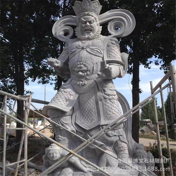 汉白玉四大天王雕塑青石石雕大型人物雕像寺庙景区广场摆件厂家