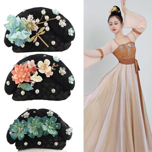 古典舞蹈表演头饰桃李杯独舞良宵艺考头饰发饰假发套装扇子舞订做