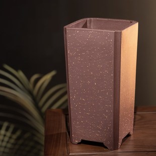 新款 名家老艺人朱永南精制加高四方切角签千筒紫砂高档精品兰花盆