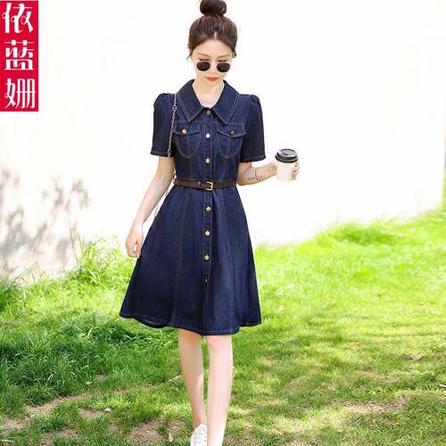 子YLS24A05牛仔衬连衣裙女夏薄款2024款新小个高级感气质减龄收腰