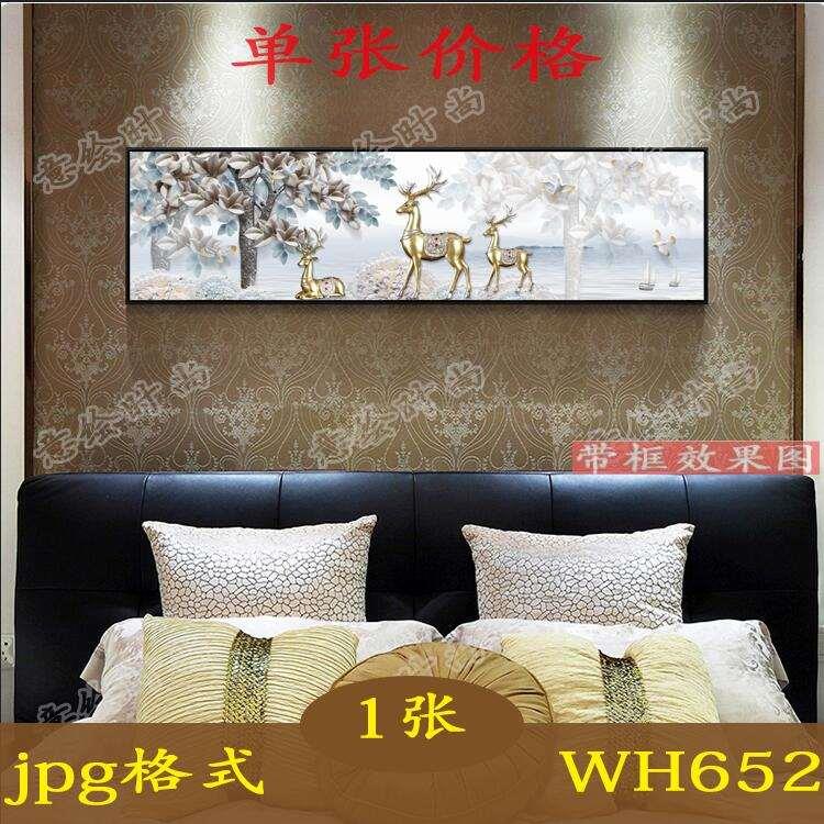 现代清新立体浮雕麋鹿富贵发财鹿北欧装饰画床头画素材画芯图片图片