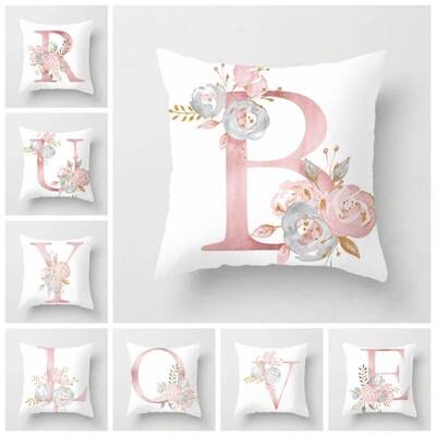 Pink Letter Decorative Pillow Cushion Covers sofa Pillowcase