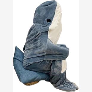 Shark blanket flannel hoodie sleeping 卡通连帽睡衣鲨鱼连体衣