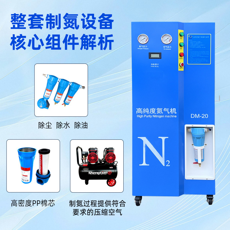 现货供应制氮机氮气机+精密过滤器高纯度DM20食工业化工氮气设备