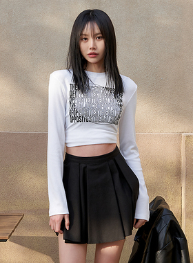 Mathieu韩国辣妹短款提花百褶裙女夏季新款黑色半身裙减龄短裙子