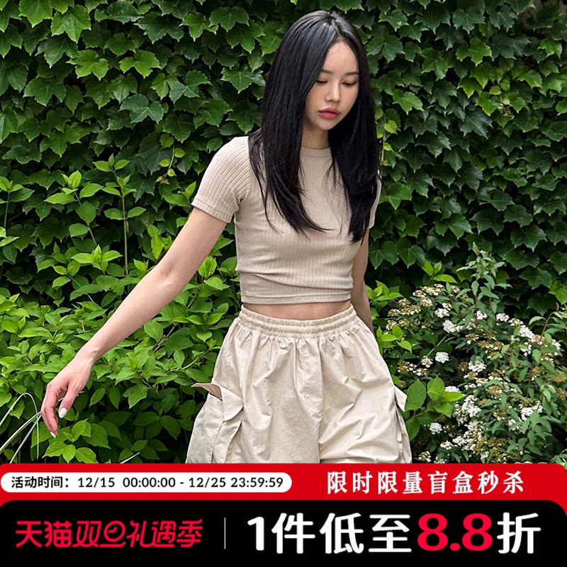 Mathieu韩国宽松五分休闲裤女夏季薄款休闲显瘦工装裤纯色短裤子