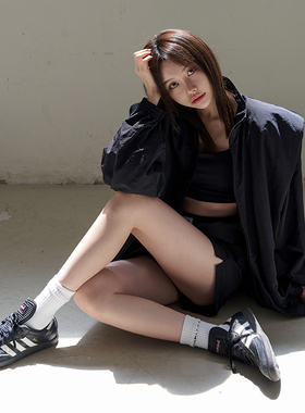 Mathieu韩国时尚套装女夏季新款短款肩垫夹克外套阔腿休闲短裤子