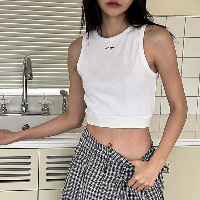 Mathieu韩国洋气时尚条纹吊带背心女夏季修身甜辣短款上衣外穿