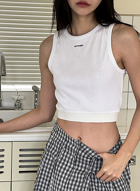 Mathieu韩国洋气时尚条纹吊带背心女夏季修身甜辣短款上衣外穿